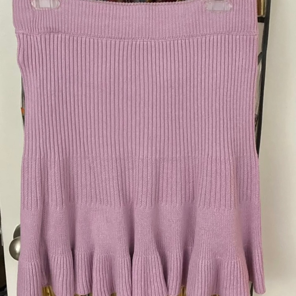 Free People Solid Gold Ribbed Knit Skirt - Lilac Size L